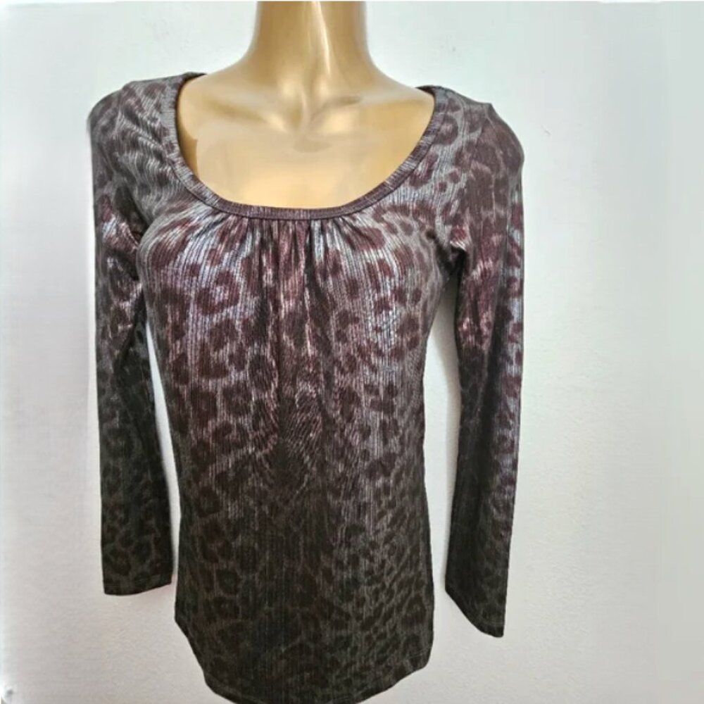 Karen Kane metallic cheetah stretch top size P